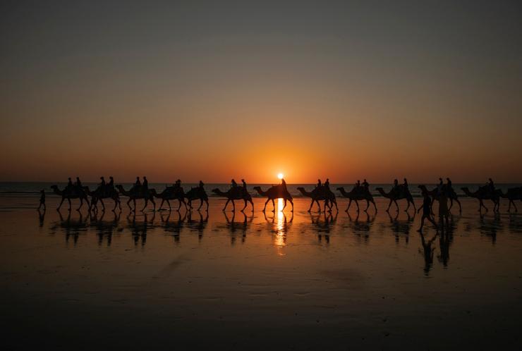 Kamelkarawane beim Sonnenuntergang am Cable Beach in Broome © Tourism Australia Kamelkarawane beim Sonnenuntergang am Cable Beach in Broome © Tourism Australia