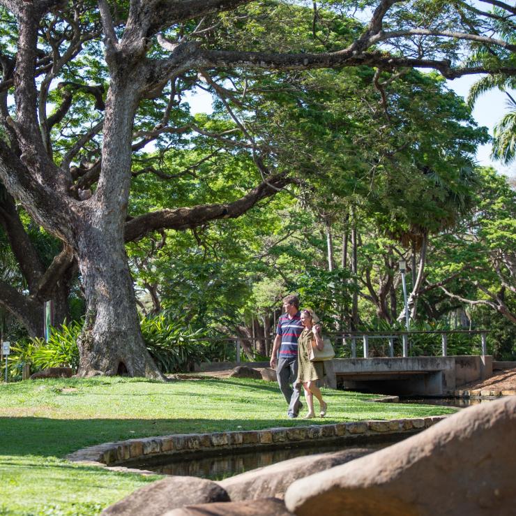 Couple walking through the George Brown Darwin Botanic Gardens in Darwin © Tourism NT/Shaana McNaught Couple walking through the George Brown Darwin Botanic Gardens in Darwin © Tourism NT/Shaana McNaught