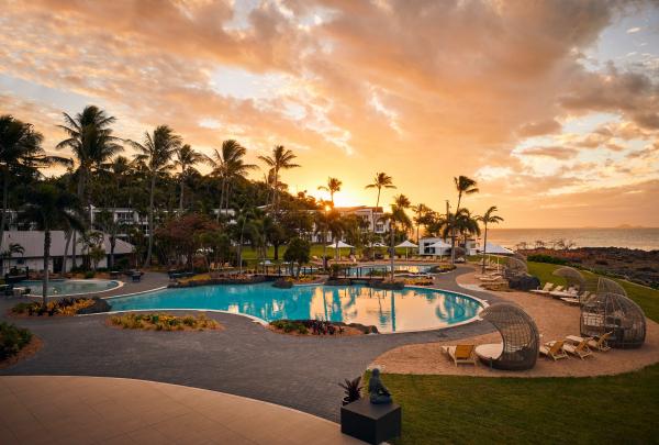 Sunrise over the pool at Daydream Island, QLD © Samuel Bisso