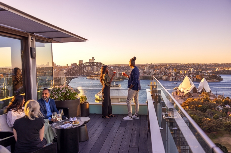 Aster Bar rooftop bar overlooking Harbour Bridge and Opera House, Sydney, New South Wales © Tourism Australia Aster Bar rooftop bar overlooking Harbour Bridge and Opera House, Sydney, New South Wales © Tourism Australia