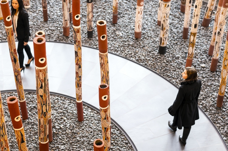 Woman walking through National Gallery of Australia in Canberra © Visit Canberra Woman walking through National Gallery of Australia in Canberra © Visit Canberra