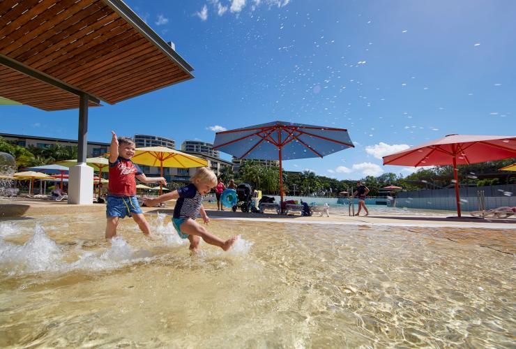 visitors splashing around at the Darwin Waterfront's wave lagoon © Tourism NT/Peter Eve visitors splashing around at the Darwin Waterfront's wave lagoon © Tourism NT/Peter Eve