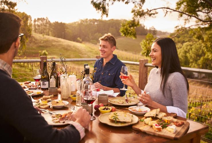 Group dining at Mt Lofty Ranges Vineyard in Adelaide Hills © South Australian Tourism Commission Group dining at Mt Lofty Ranges Vineyard in Adelaide Hills © South Australian Tourism Commission