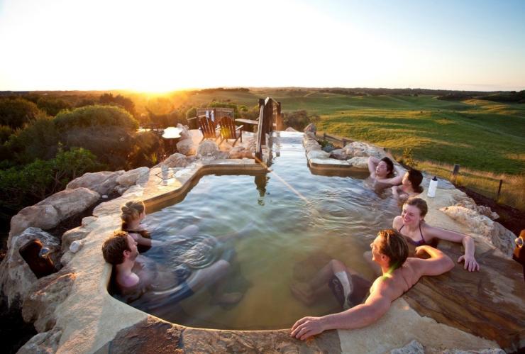Group in the Hill Top pool at Peninsula Hot Springs in Mornington Peninsula © Peninsula Hot Springs Group in the Hill Top pool at Peninsula Hot Springs in Mornington Peninsula © Peninsula Hot Springs