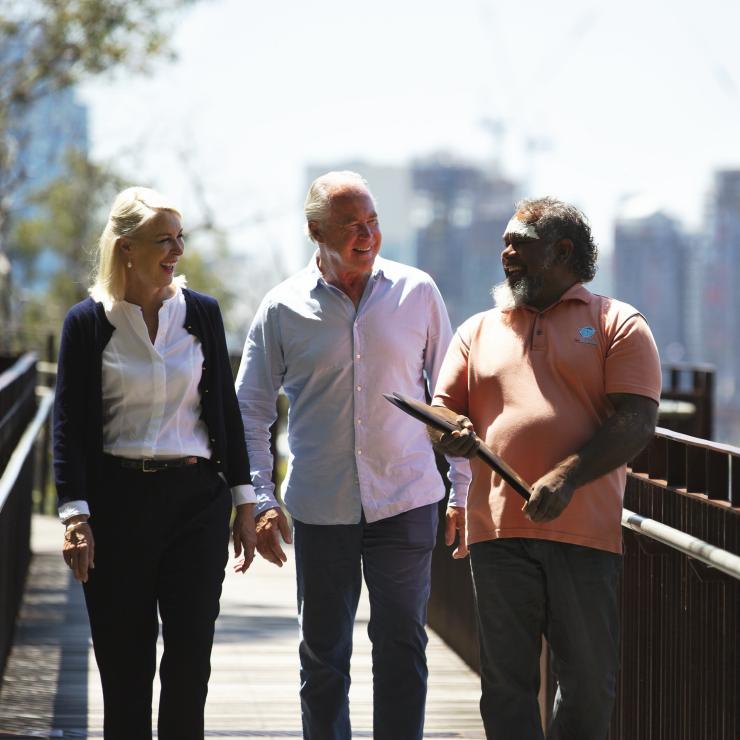 Couple with their tour guide on a Go Cultural Aboriginal Tour in Perth © Archie Sartracom/Tourism Australia Couple with their tour guide on a Go Cultural Aboriginal Tour in Perth © Archie Sartracom/Tourism Australia