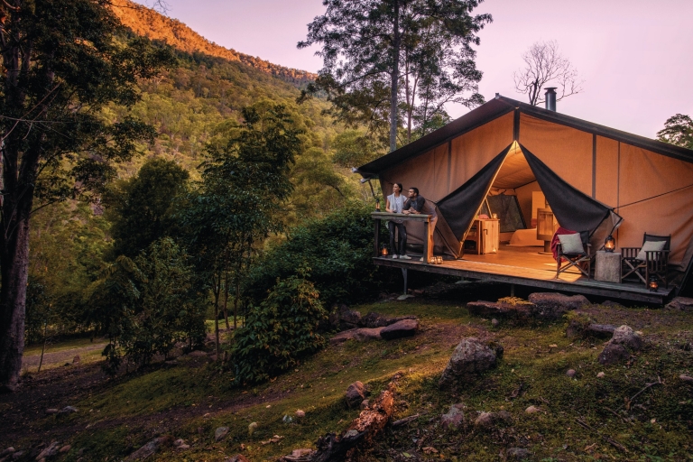 Couple at Nightfall Wilderness Camp in Lamington National Park © Tourism & Events Queensland Couple at Nightfall Wilderness Camp in Lamington National Park © Tourism & Events Queensland