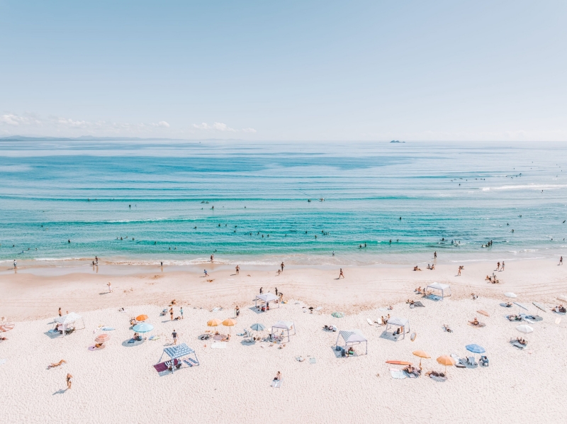 Aerial view of Clarkes Beach, Byron Bay, New South Wales © Tourism Australia