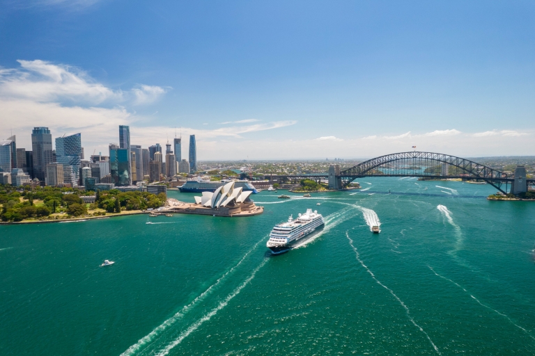 Qantas plane over Sydney Harbour, Sydney, New South Wales © Qantas Airways Qantas plane over Sydney Harbour, Sydney, New South Wales © Qantas Airways