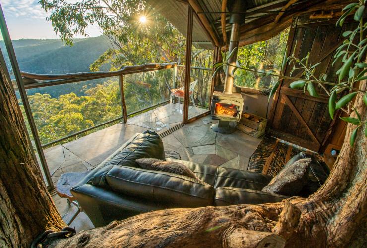 ニューサウスウェールズ州、ブルー・マウンテンズ、ウォレマイ・フォレスト © Wollemi Cabins ニューサウスウェールズ州、ブルー・マウンテンズ、ウォレマイ・フォレスト © Wollemi Cabins